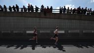 Runners take part in the 2013 London Marathon in London on April 21, 2013